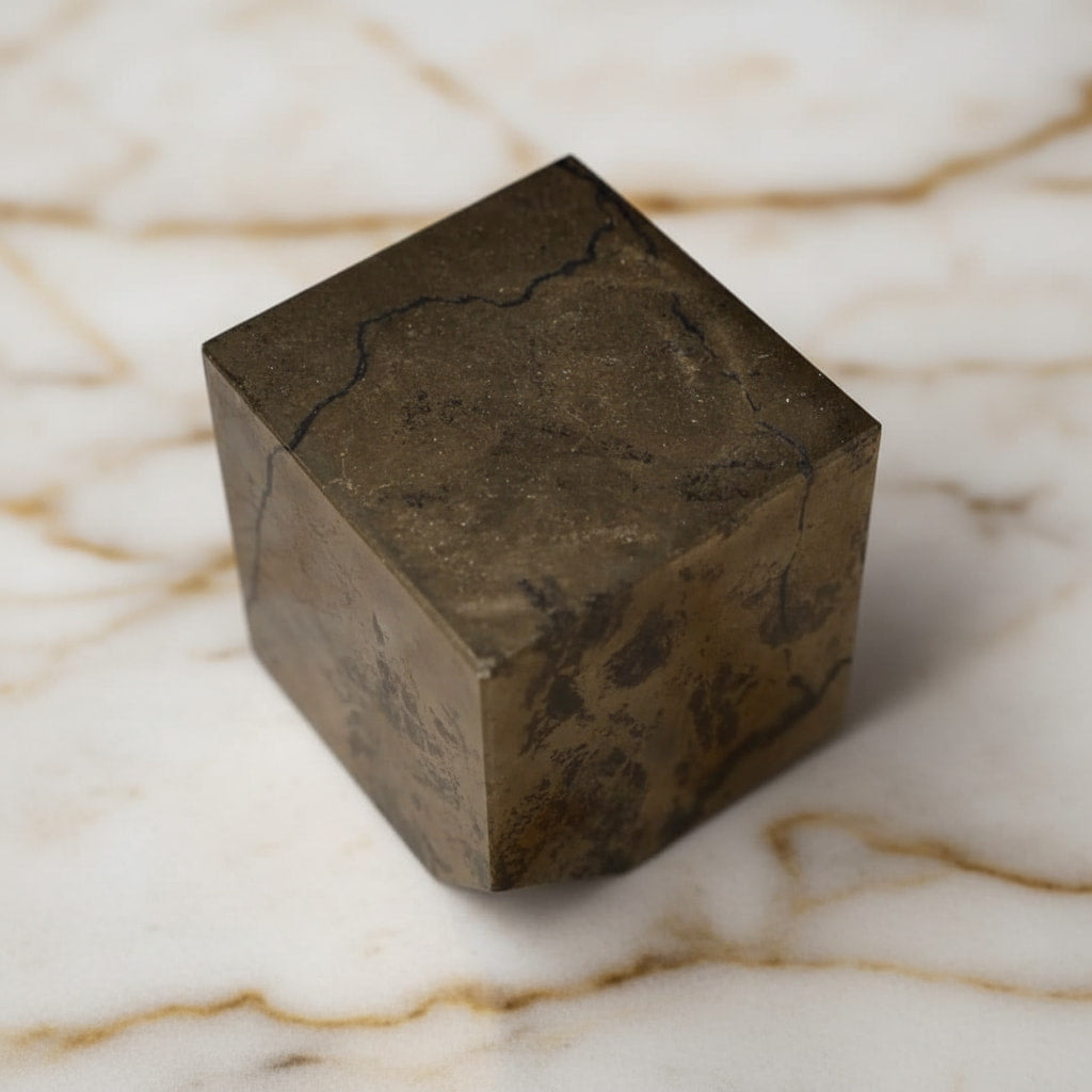 Großer Pyrit Würfel – Metallisches Einrichtungshighlight CrystalScents