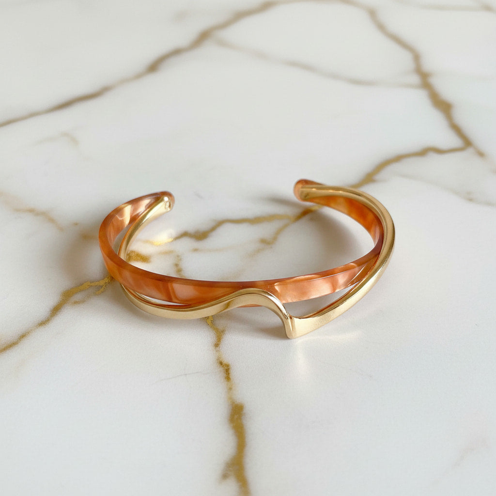 Armband – Offene Wellenform in Gold & Orange CrystalScents
