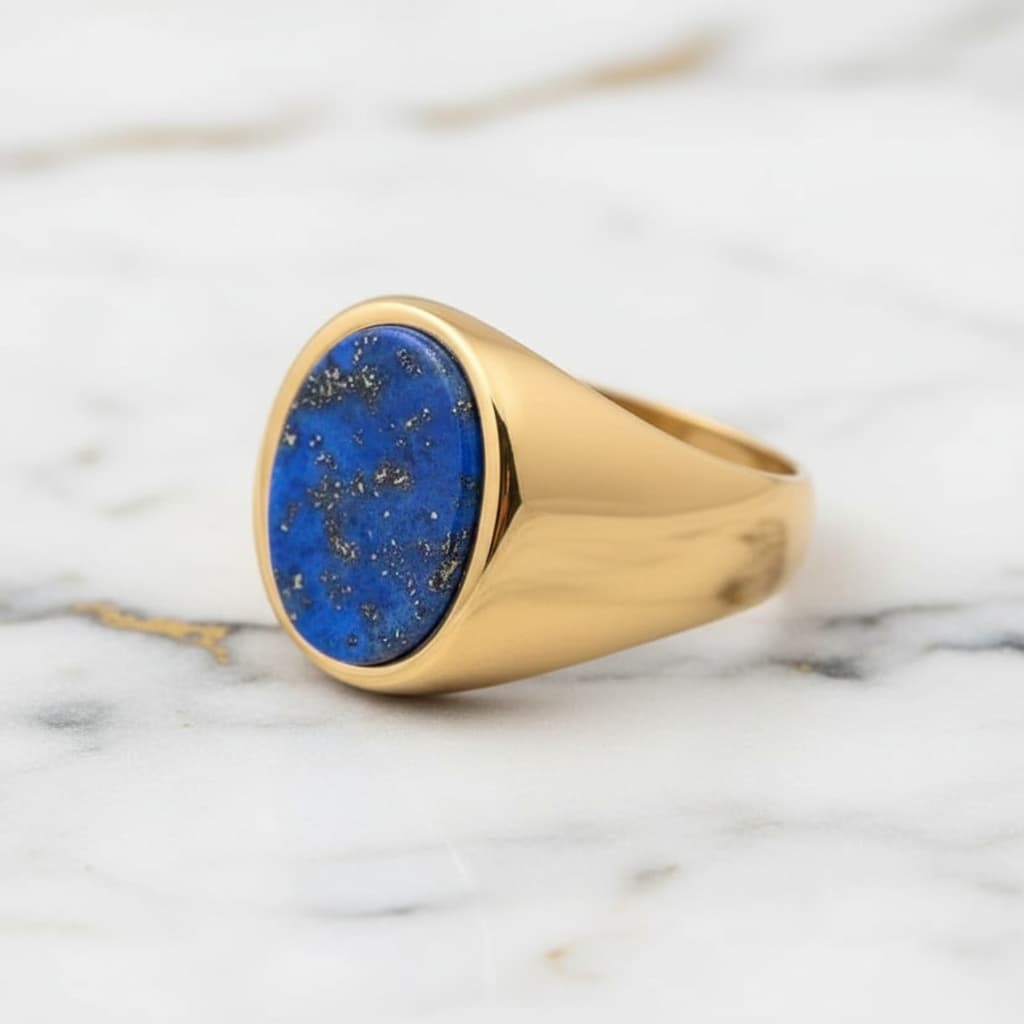 Lapislazuli Ring - Goldenes Statement CrystalScents