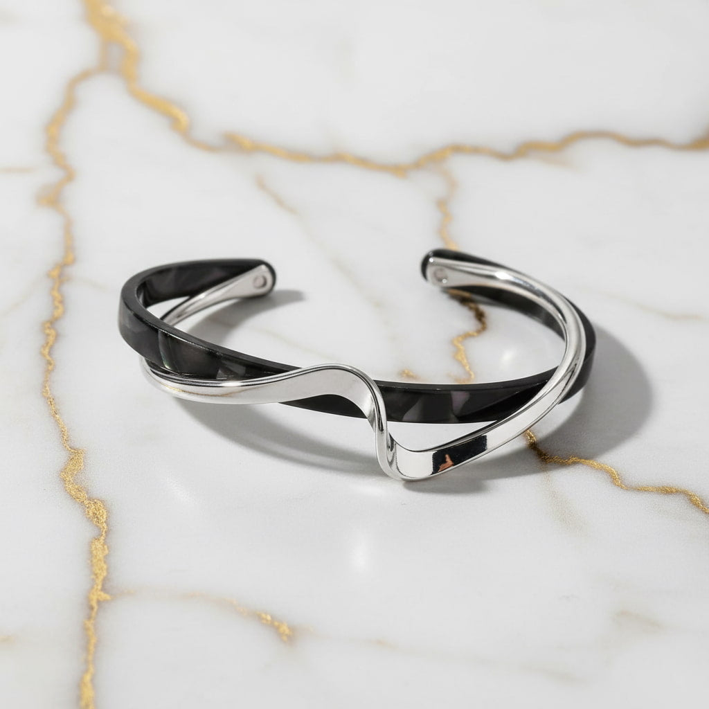Armband - Perlmutt in Schwarz mit Silber CrystalScents