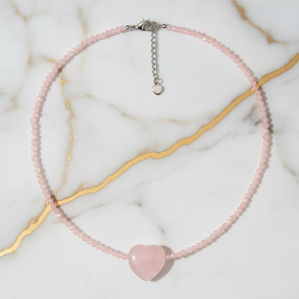 Rosenquarz Herz Halskette - Ruhe & Harmonie CrystalScents