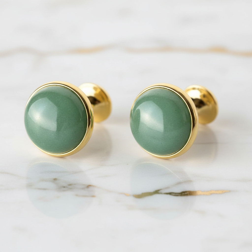 Aventurin Manschettenknöpfe - Gold