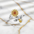 Ring offen Silber mit drehbarer Blume & Biene CrystalScents