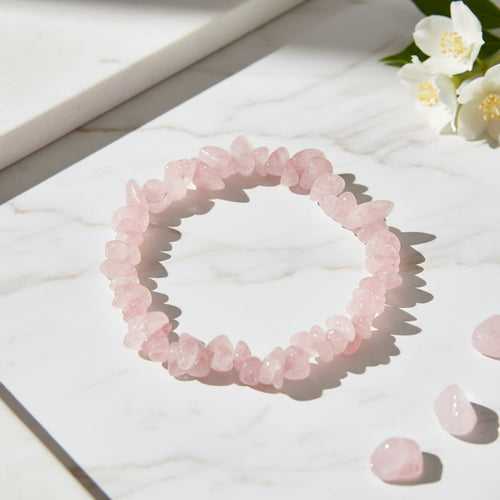 Rosenquarz Splitter Armband – Herzensfreude & Harmonie