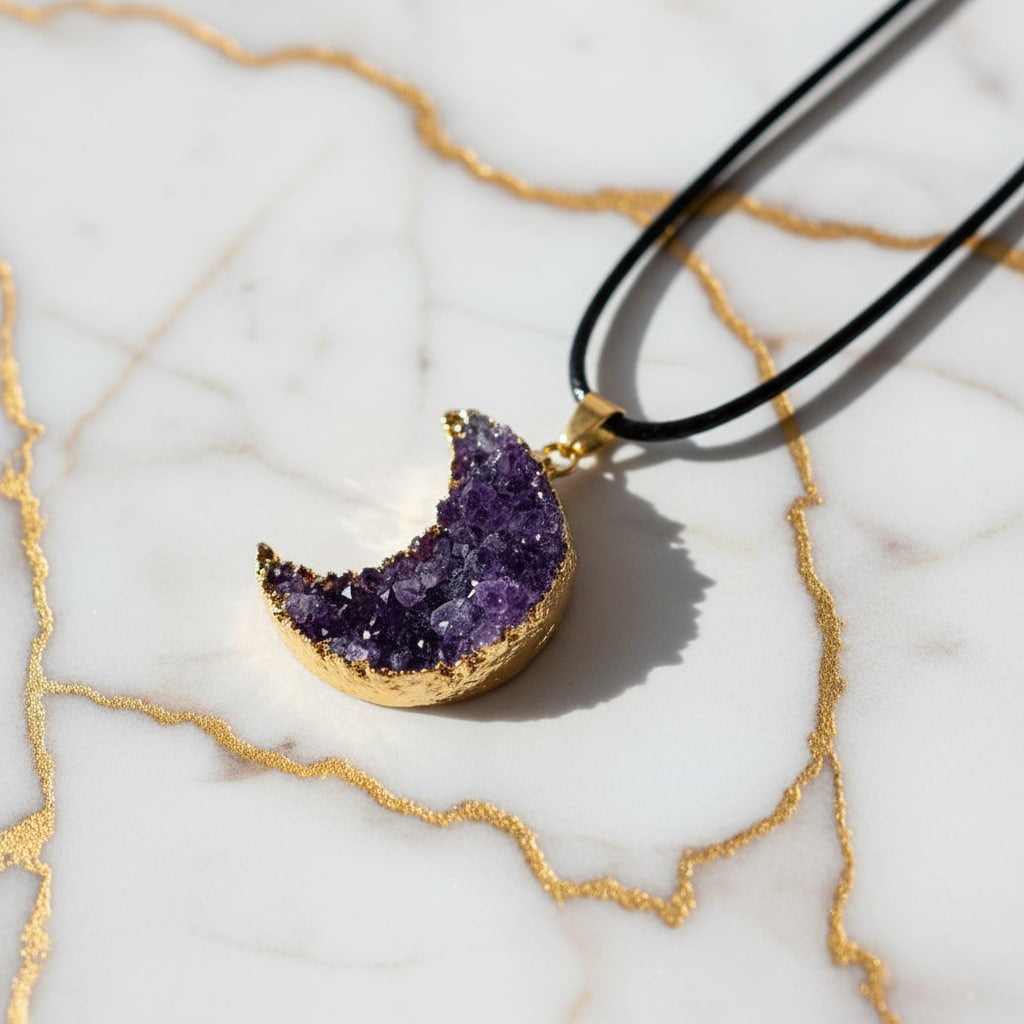 Amethyst Halskette – Cluster Mond für Eleganz & Ausstrahlung CrystalScents