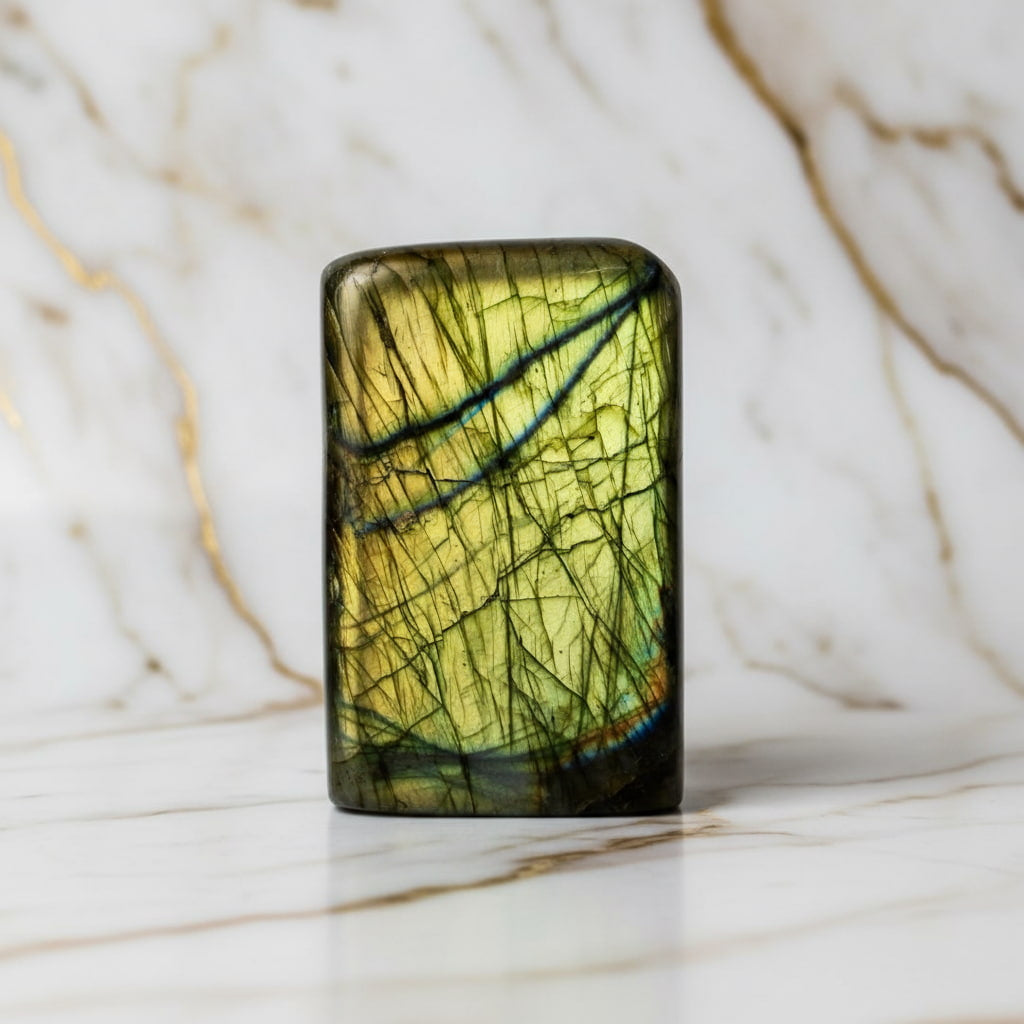 Labradorit Freiform – Mystisches Farbspiel in Gold und Grün CrystalScents