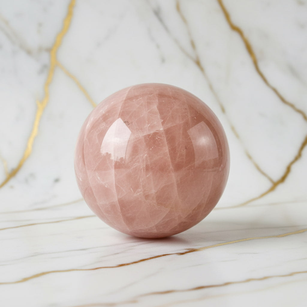 Sehr große Rosenquarz Kugel - Liebe & Selbstfürsorge CrystalScents
