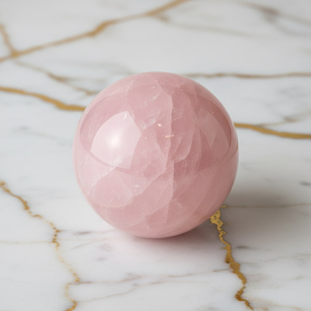 Rosenquarz Kugel – Zarte rosa Schwingungen CrystalScents