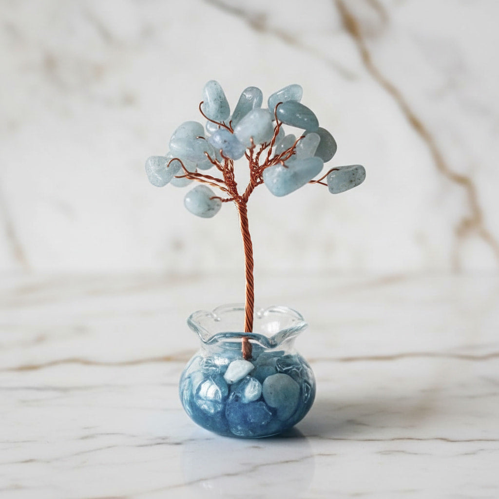Mini Aquamarin Baum – Leichtigkeit & Natur CrystalScents