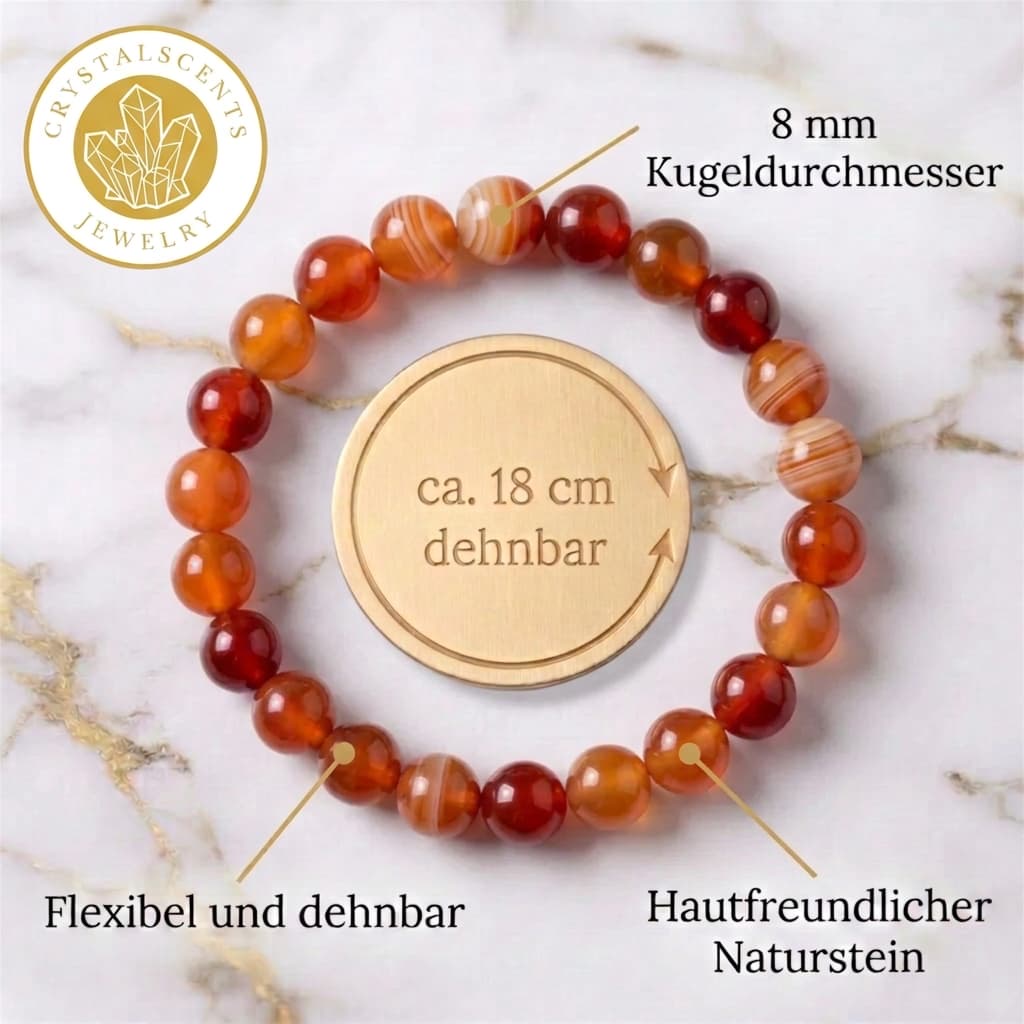 Karneol Kugelarmband – Lebensfreude & innere Stärke