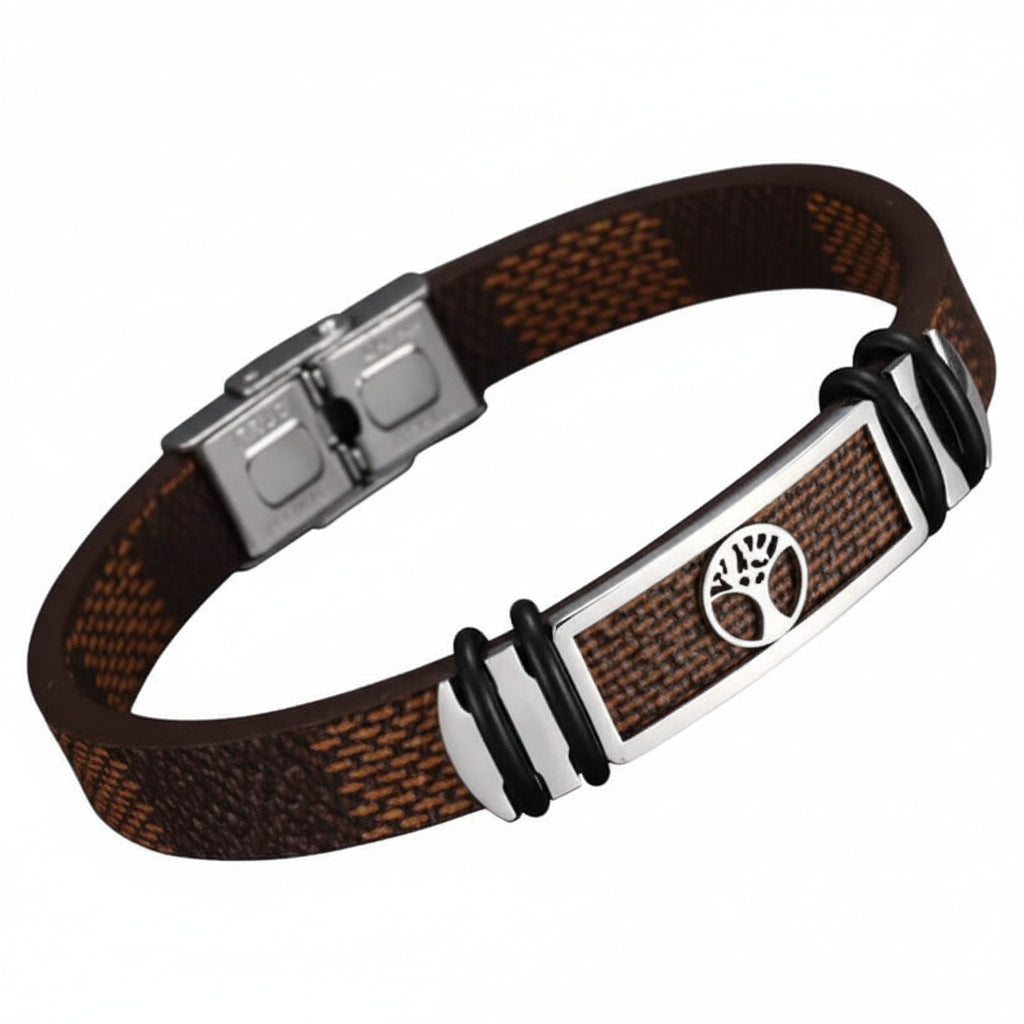 Lederarmband mit Magnet-Verschluss und Baum des Lebens CrystalScents