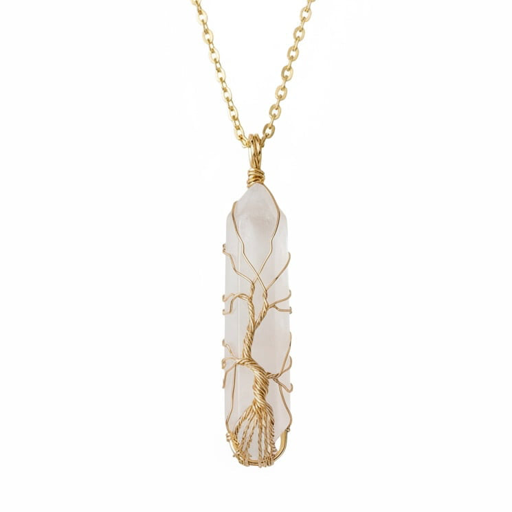 Bergkristall Halskette - Goldverzierter Doppelender CrystalScents