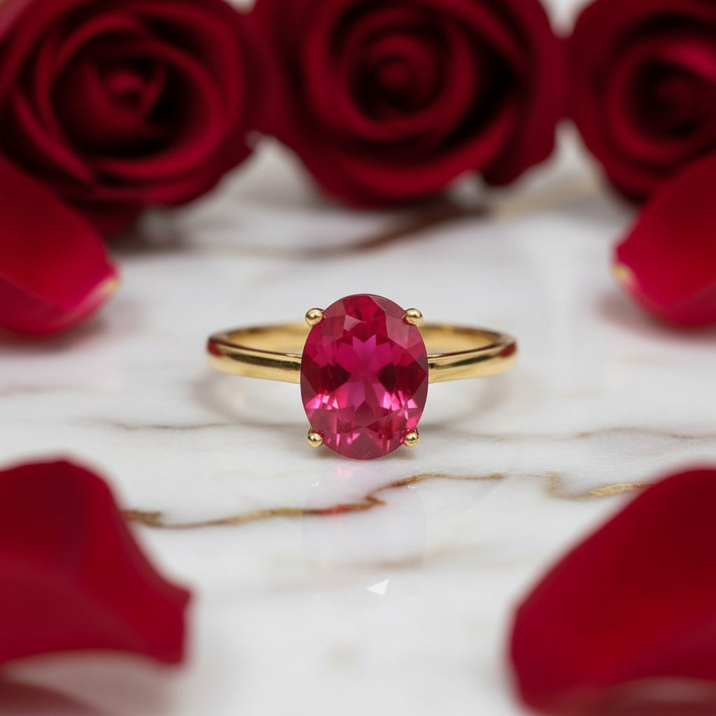 Rubin Ring in Gold – Zeitlose Leuchtkraft in kräftigem Rot CrystalScents