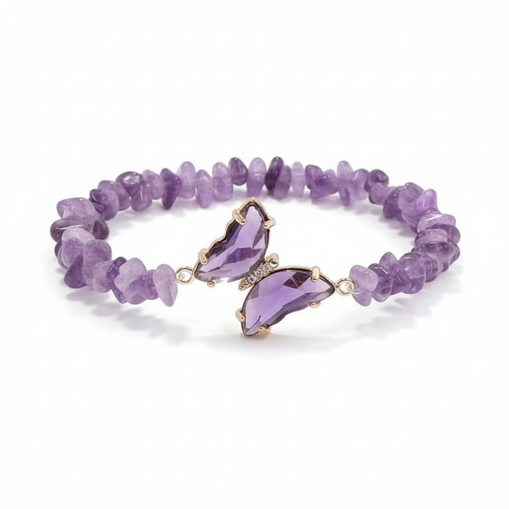 Amethyst Splitterarmband Schmetterling – Leichtigkeit & Harmonie CrystalScents