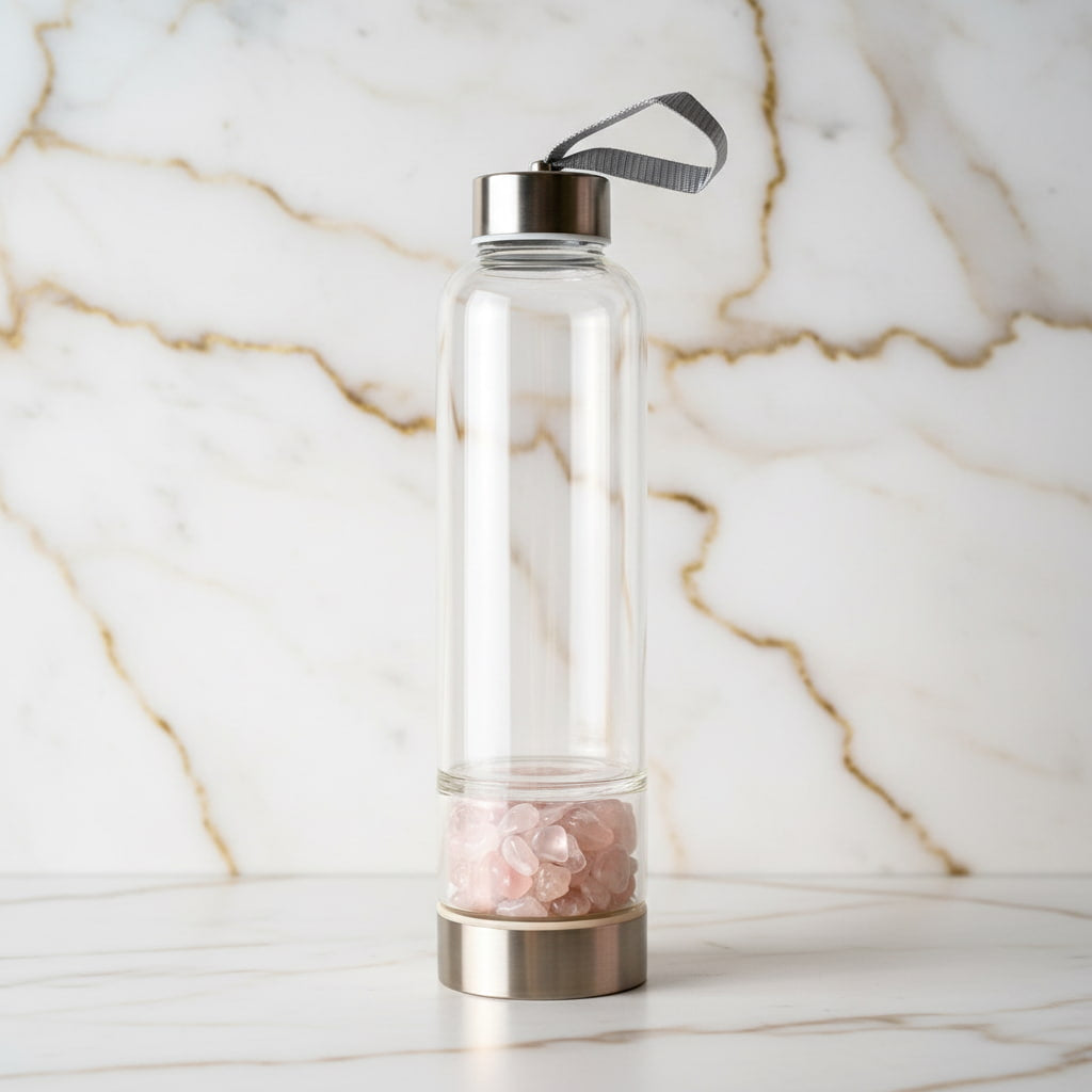 Rosenquarz Trinkflasche - Rosa Thermotasche CrystalScents