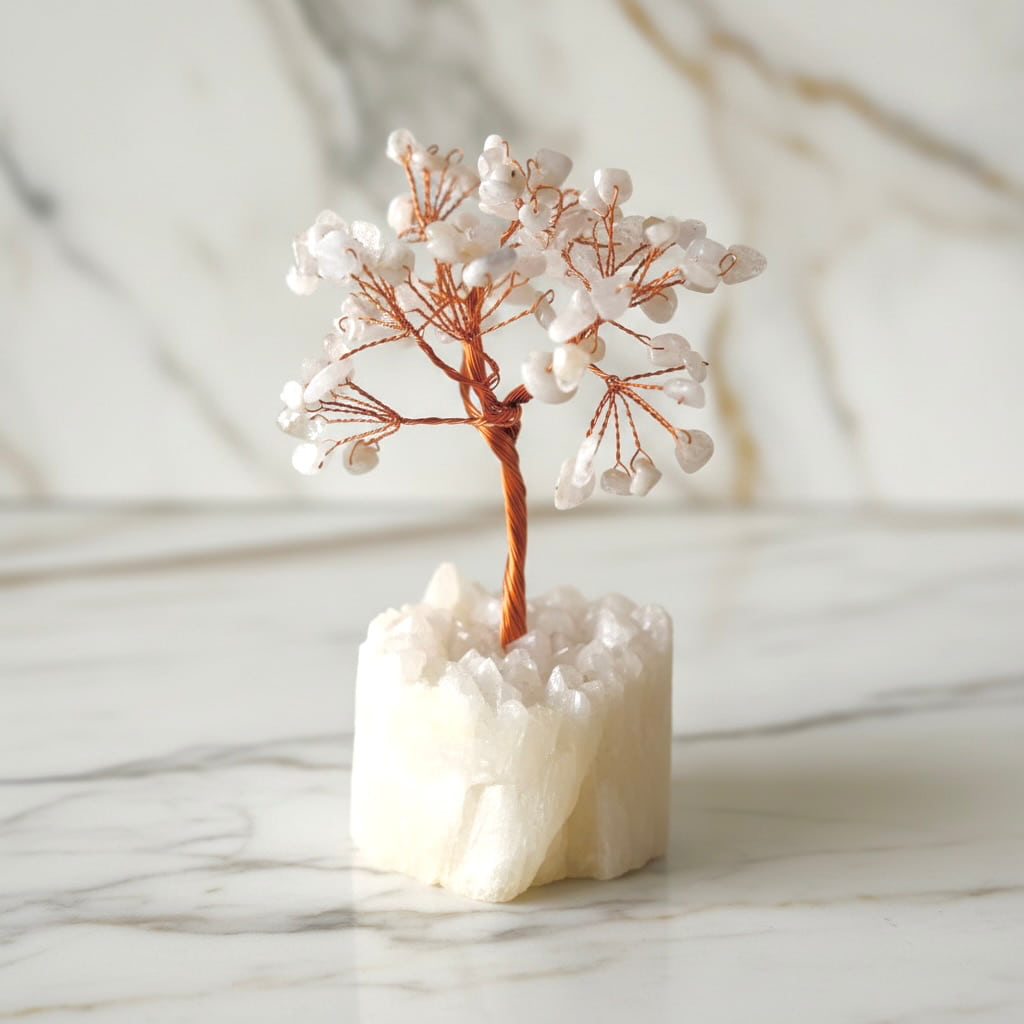 Bergkristalldruse – Weißer Quarz-Baum auf funkelnder Druse CrystalScents