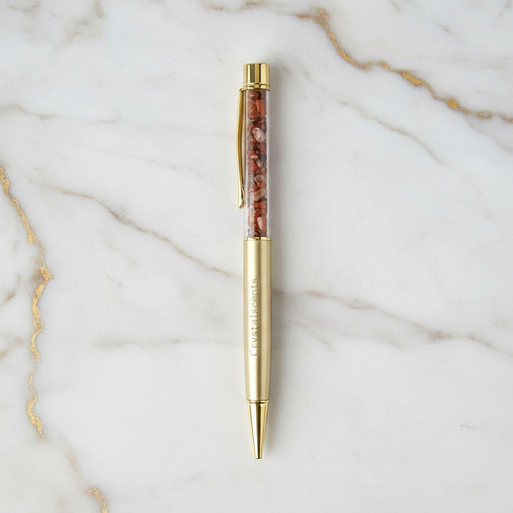 Roter Achat Kristallstift - Goldene Eleganz CrystalScents