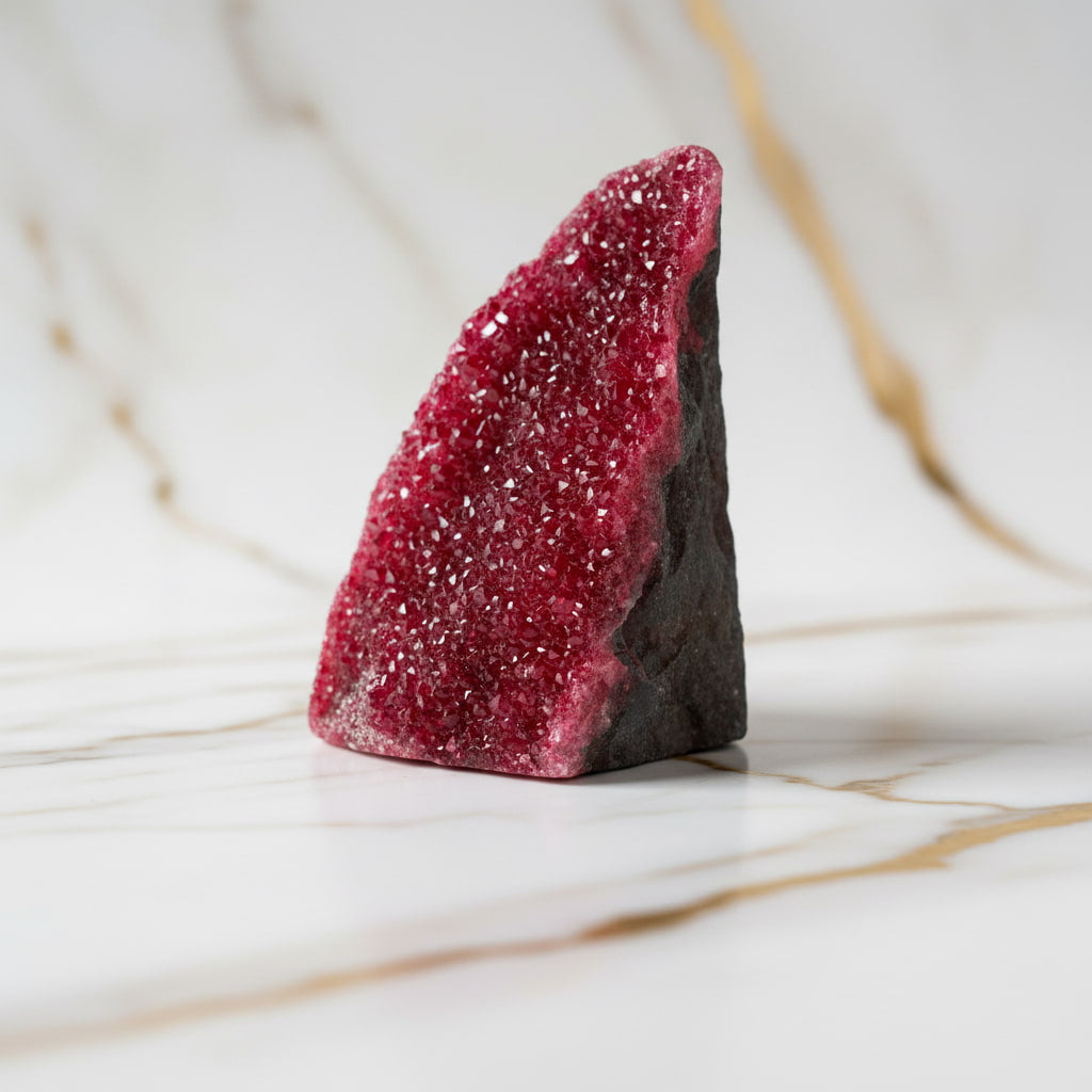 Amethystdruse Rot – Glitzernde Flamme für Wohnräume CrystalScents