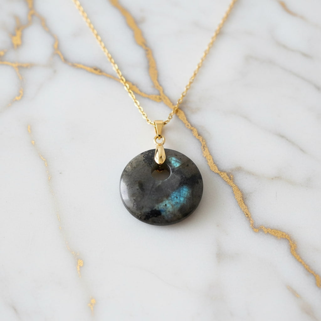 Labradorit Halskette - Rundes Design