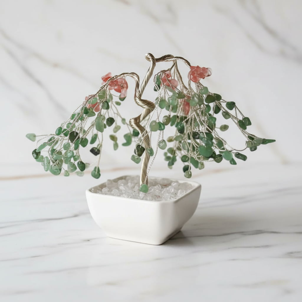 Aventurin & roter Achat Baum – Dekorativer Kristallbaum