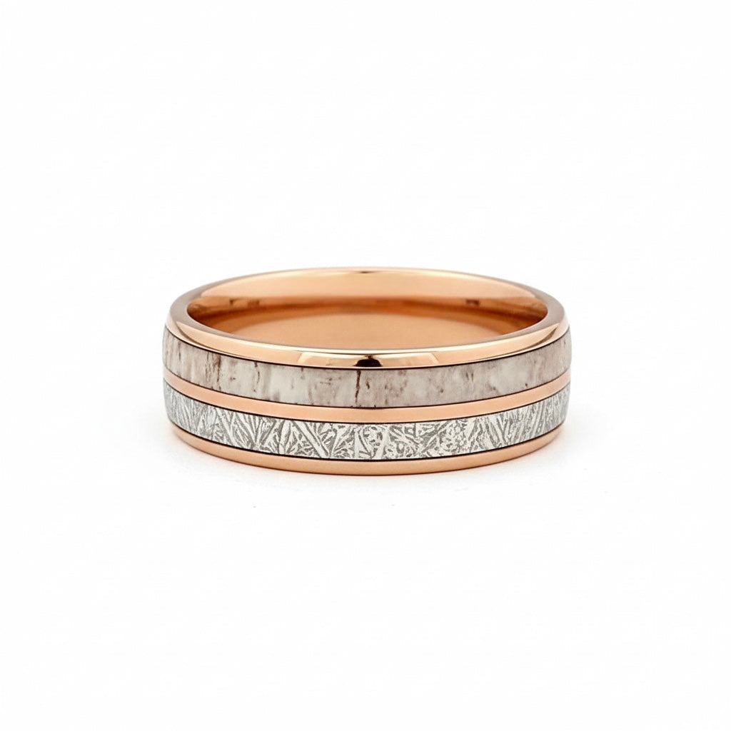 Ring Roségold – mit Holz Musterung CrystalScents