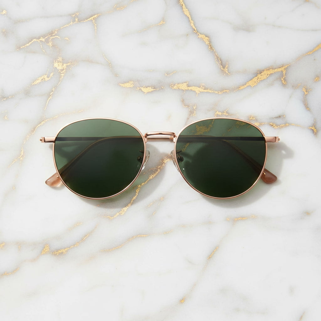 Sonnenbrille roségold mit grünen Gläsern CrystalScents