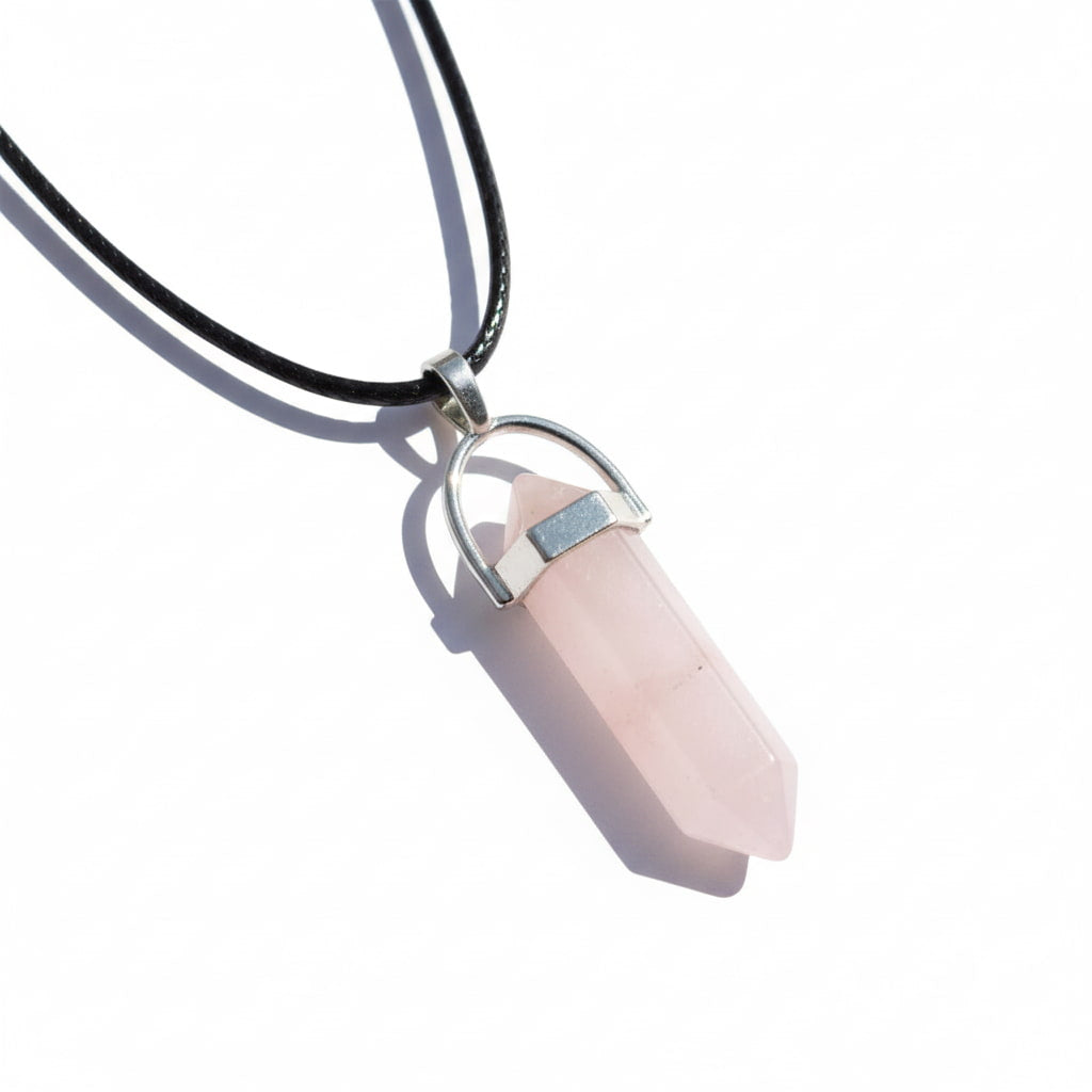 Rosenquarz Halskette - Doppelender