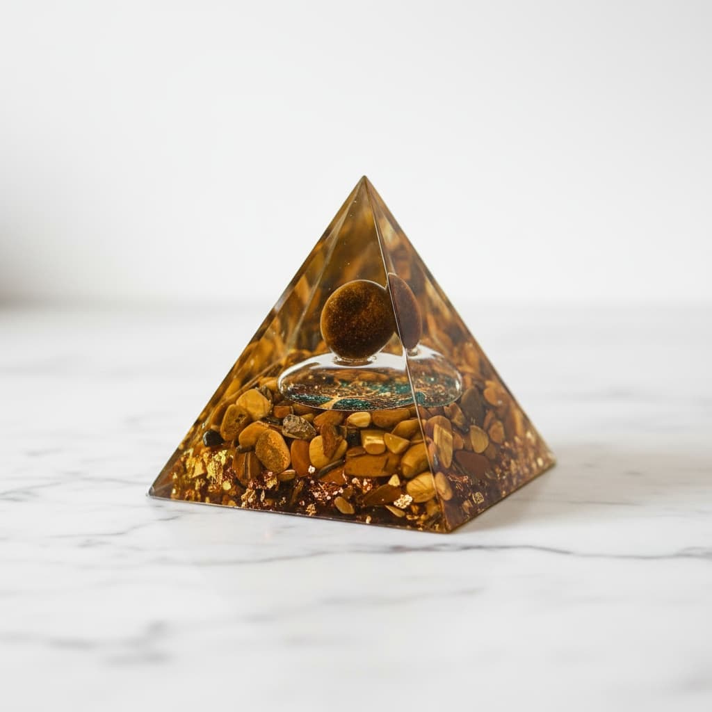 Tigerauge Orgonit Pyramide - Stabilität & Schutz