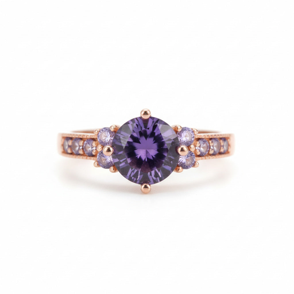 Ring Roségold – Runder violetter Akzent CrystalScents