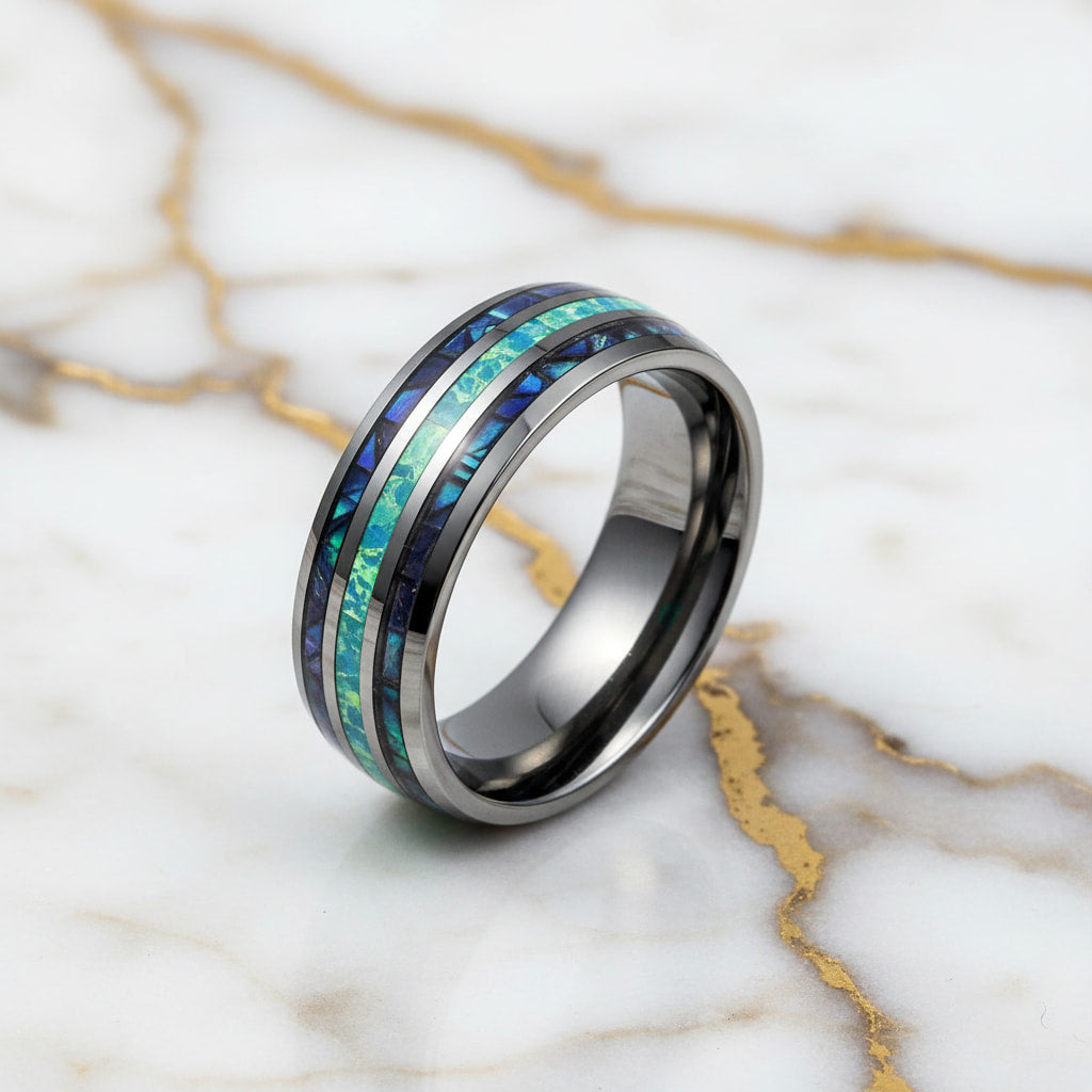 Ring mit Dunkelblau & Türkis - Farbakzent zum Tragen CrystalScents