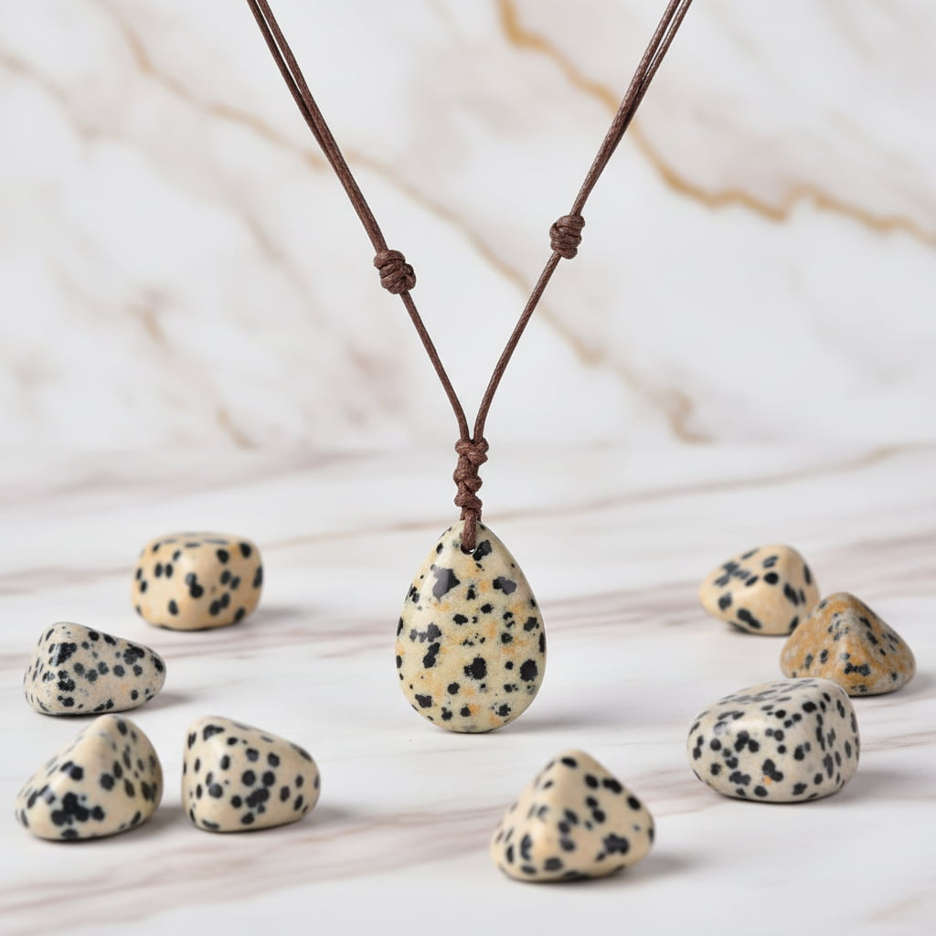 Jaspis Halskette - Dalmatiner Anhänger