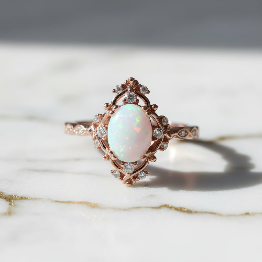 Opal Ring - Roségoldene Eleganz