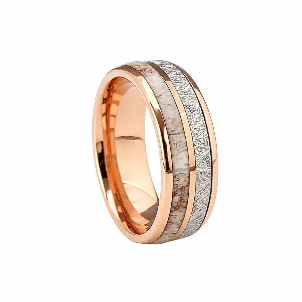 Ring Roségold – mit Holz Musterung CrystalScents