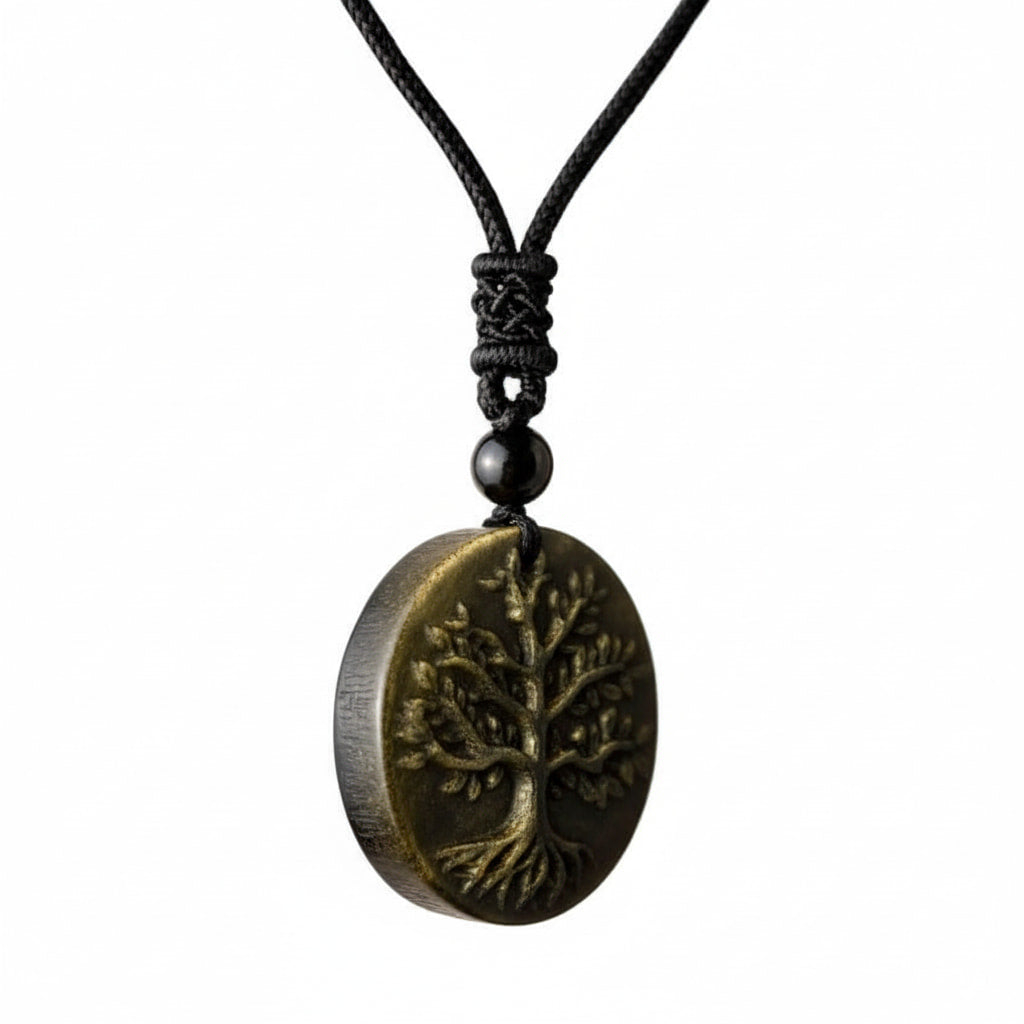 Gold Obsidian Halskette - Baum des Lebens CrystalScents