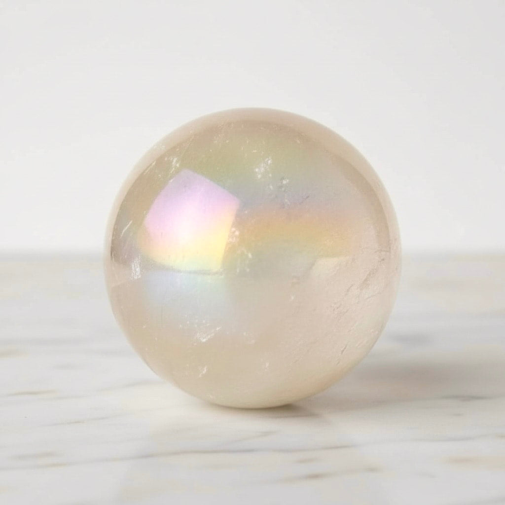 Aura Bergkristall Kugel – Charmantes Schimmern