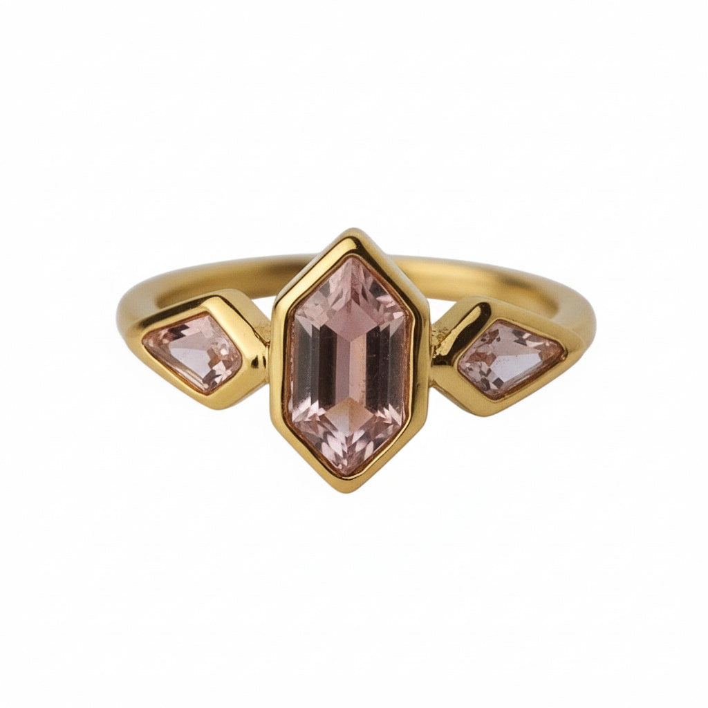 Ring – Goldener mit rosafarbenem Akzent CrystalScents