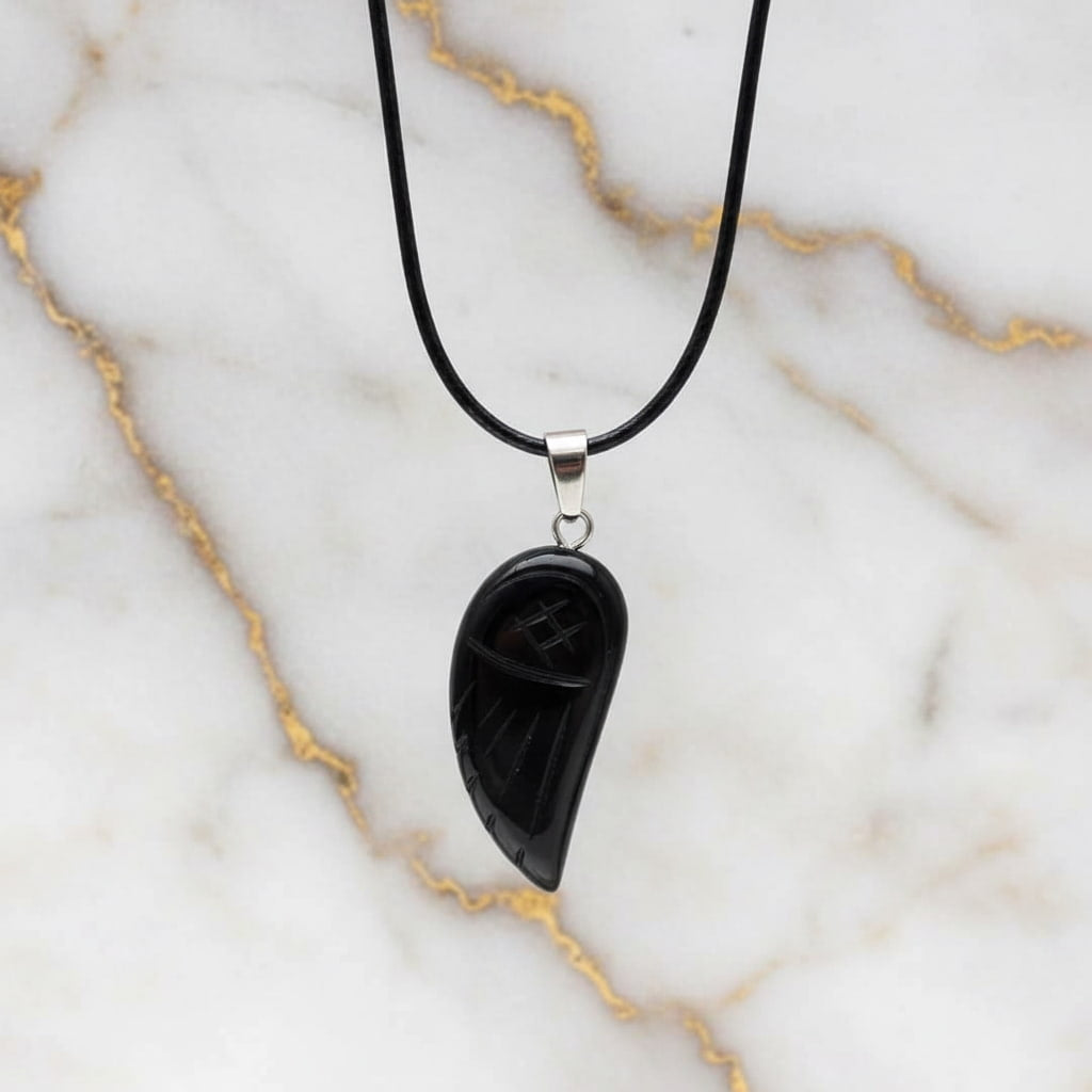 Obsidian Halskette - Flügel Anhänger CrystalScents