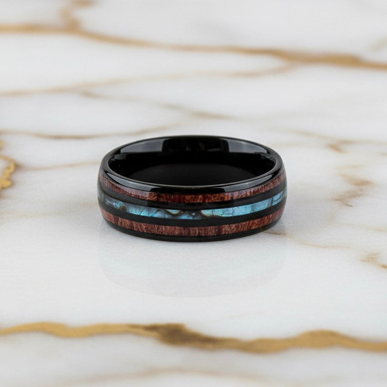 Ring Schwarz – Mit Holzmaserung & Blau CrystalScents