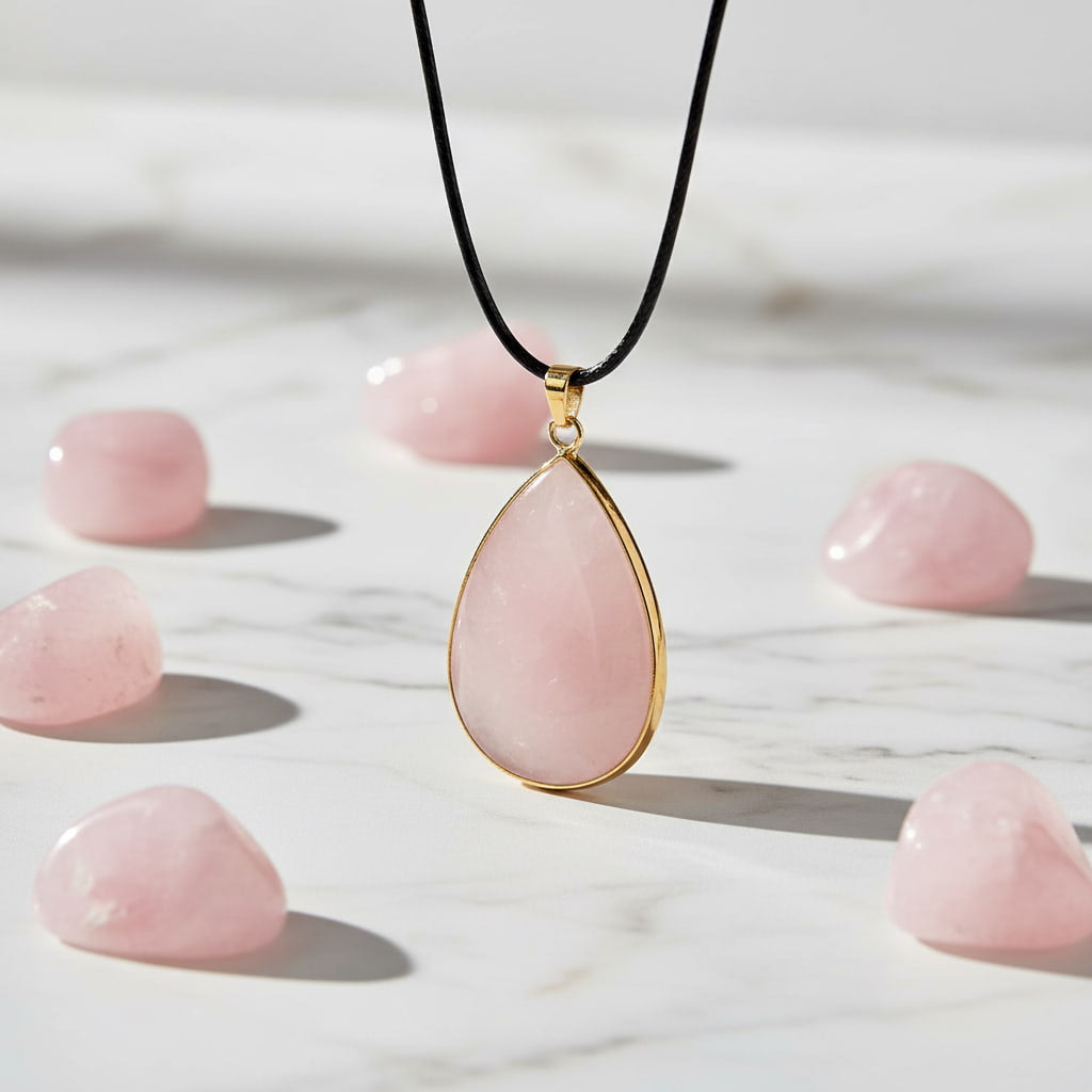 Rosenquarz Halskette - Harmonie & Wärme CrystalScents