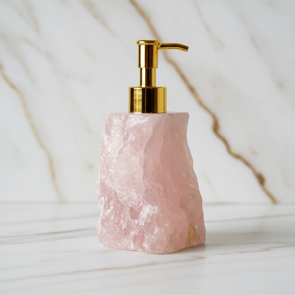 Rosenquarz Seifenspender – Für Ihr Bad CrystalScents