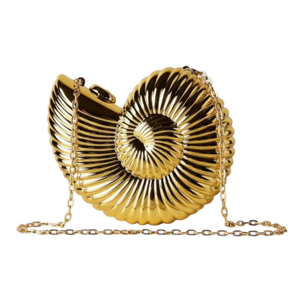 Clutch Muschel in Gold – Statement-Accessoire CrystalScents