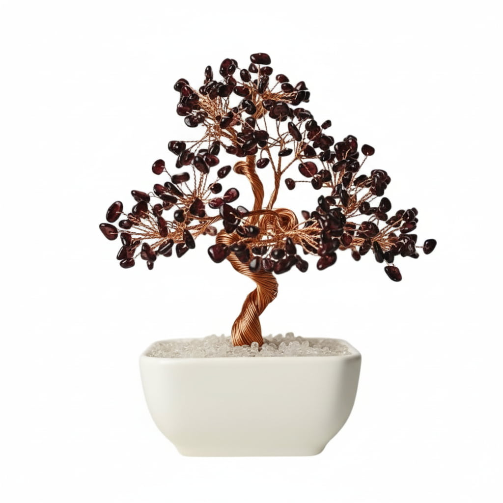 Granat Baum in Keramiktopf - Lebendige Kraft CrystalScents