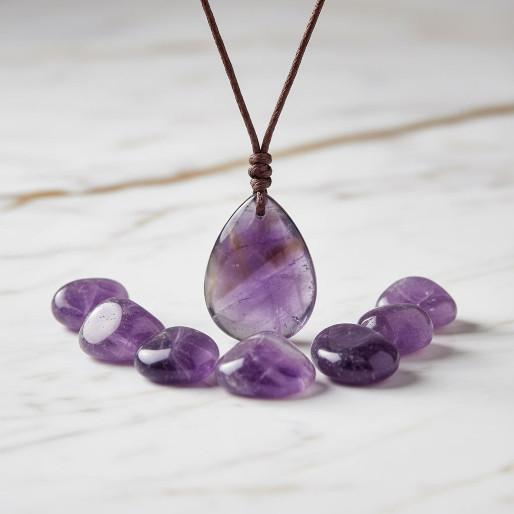 Amethyst Halskette – Tropfenanhänger für Balance CrystalScents