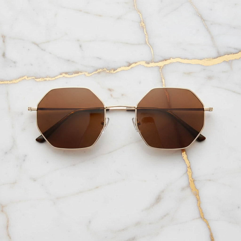 Sonnenbrille – Goldbraun Eckig CrystalScents