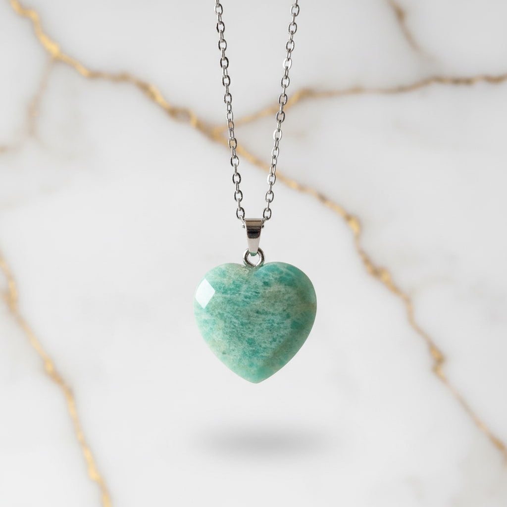 Amazonit Halskette - Facettiertes Herz CrystalScents