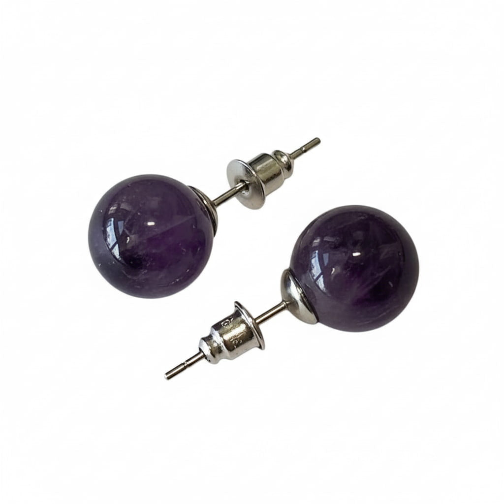 Ohrstecker Amethyst Kugel – Eleganz & Harmonie CrystalScents