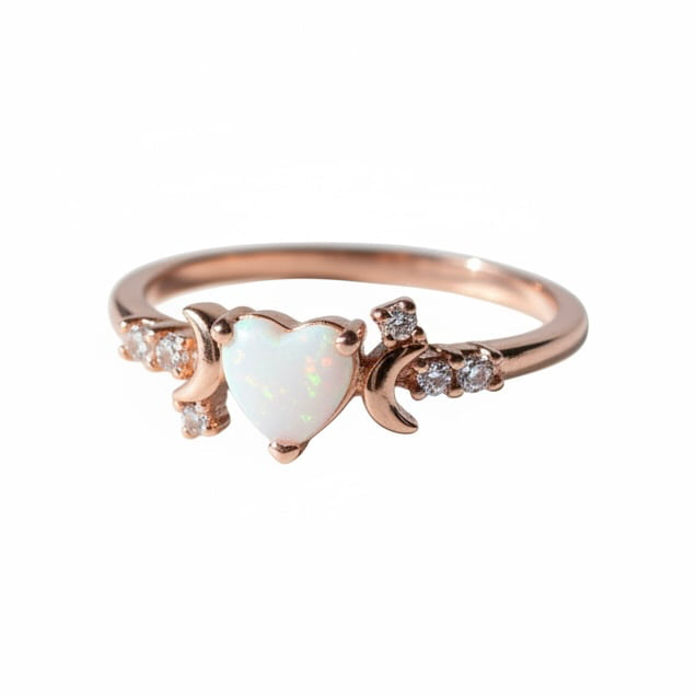 Opal Ring Herzform – Romantische Akzente