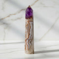 Amethyst Achat Obelisk - elegantes Highlight für Wohnräume