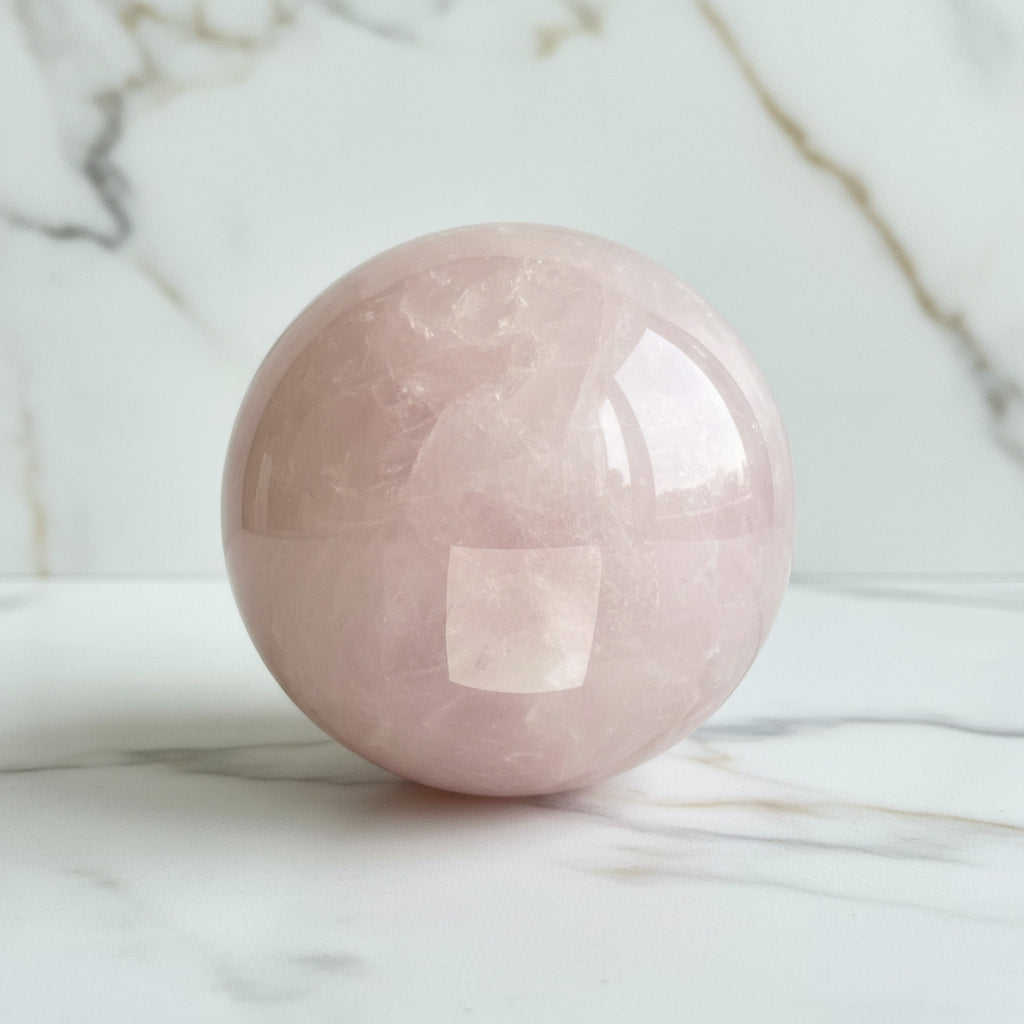 Rosenquarz Kugel – Freude & Schönheit CrystalScents