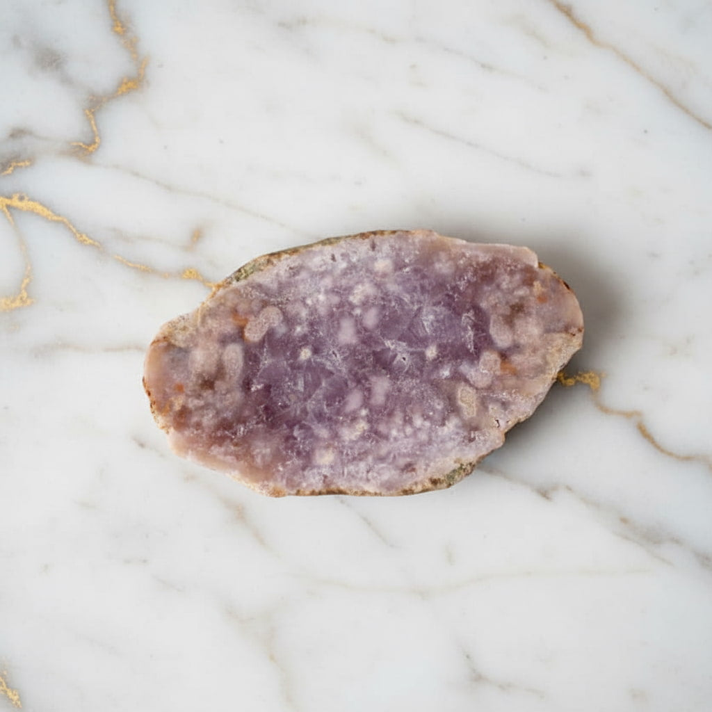 Amethyst Scheibe – Glitzerndes Rosa